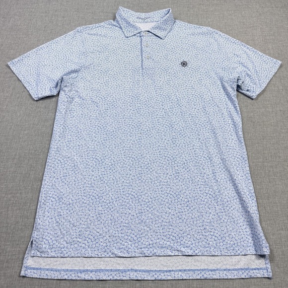 B. Draddy Sport Polo Shirt Mens Medium Blue Geometric Nylon Spandex Collared - Picture 4 of 13